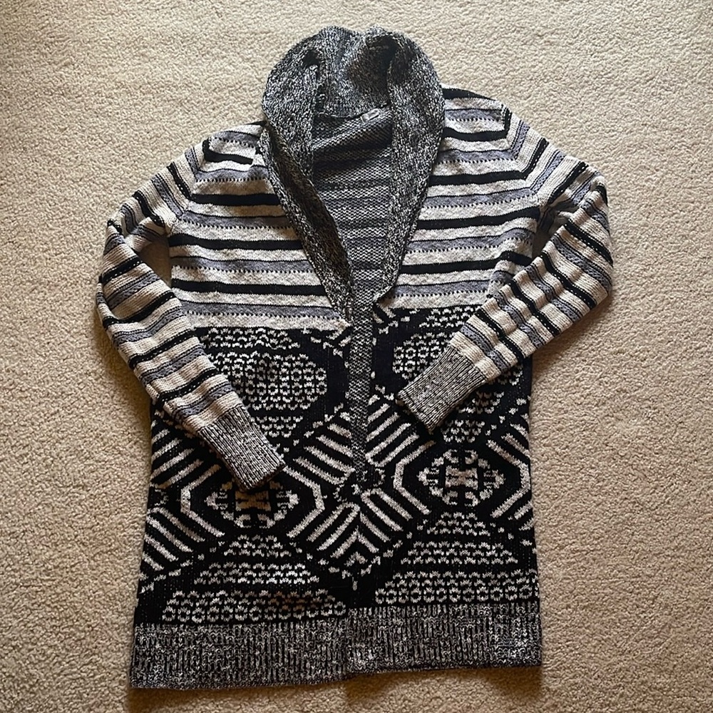 Striped Printed Open Cardigan